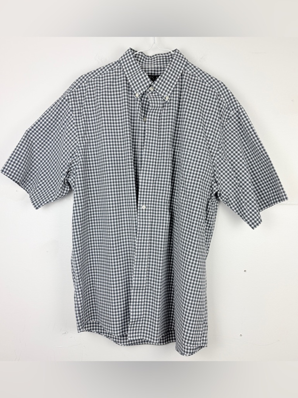 Jos. A. Bank Blue Gray Plaid Button Down Short Sleeve Shirt Men’s XL Cotton